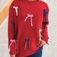 thumbnail image 4 of Amidoa Cute Women Sweater Red Winter Long Sleeve Pullover Bow Solid Sweaters Women's Cardigans/Sweaters M, 4 of 5