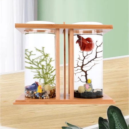 SHZICMY Small LED Light Mini Fish Tank Goldfish Betta Aquarium Office Study Room Desktop Decoration