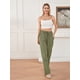 thumbnail image 5 of Lucakuins Pantalones de pierna ancha para mujer, cintura elástica con cordón, pantalones largos sueltos sólidos, ropa de calle para uso diario informal Lucakuins moda, 5 of 9