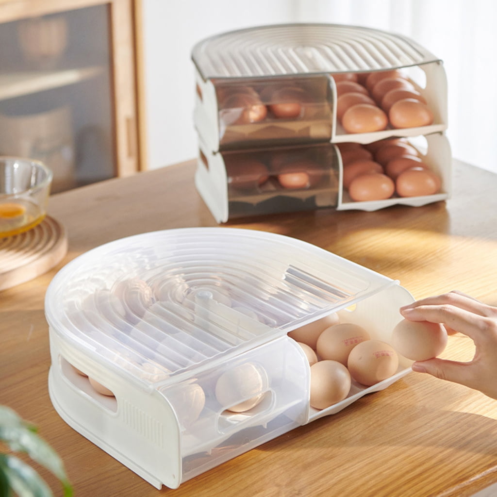 Stackable Rolling Eggs Container Double Layer U Type Space Efficient Kitchen Organizers Sturdy PP Materials