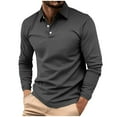 thumbnail image 2 of Zylanna Men's Long Sleeve Polo Shirts, Turndown Collar Spring Fall Gradient Color Slim Fit Casual Pullover Tops for Man Black, 2 of 6