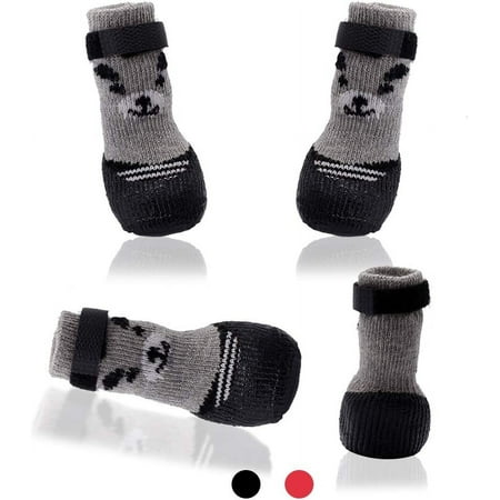 Dog Boots Waterproof Shoes Breathable Socks  with Anti-Slip Sole and Adjustable Magic Tape All Weather Protect Paws Only Fit for Small Dog(4Pcs)(Black  S) Black S
