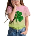 thumbnail image 2 of T-Shirt Imprimé de la Saint-Patrick pour Enfants, Col Rond à Manches Courtes, 95 % Polyester 5 % Élasthanne, Tissu Doux et Respirant, Tenue Décontractée pour Garçons et Filles de 3 à 14 Ans, 2 of 9