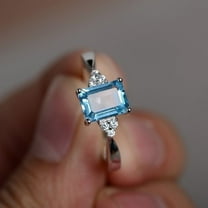 Auburet Square Mystic Rainbow Topaz Engagement Ring, 925 Sterling Silver, Size 6-10, ct. t.w