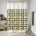 thumbnail image 6 of No Hook Shower Curtain, Yellow Lemons Shower Curtains for Bathroom with See Through Top Window, Summer Botanical Black White Checkered Waterproof & Washable Bath Curtain Extra Long 72"x96", 6 of 9