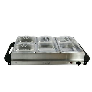 Homecraft HCBS15SS 3-Station 1.5-Quart Stainless Steel Buffet Server & Warming Tray