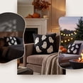 thumbnail image 5 of Leutsin Halloween Tufted Ghost Throw Pillow, 18 x 18 Inch Black Corduroy Plush Cushion with White Ghosts Embroidery for Home Decor, Hidden Zipper Soft Decorative Pillow for Halloween Couch Bed, 5 of 6