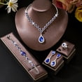 thumbnail image 3 of AEXTO Blue Silver Wedding Jewelry Set Rhinestone Necklace Earrings Bracelet Sets Prom Formal Costume Jewelry for Women and Brides, 3 of 7