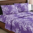 thumbnail image 2 of Collections Etc 4-Piece Foliage Bed Sheets and Pillowcases Set | Graceful Branch Design | Fitted Sheet, Flat Sheet, Pillowcases | Machine Wash, Polyester, 2 of 5