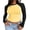 Yellow, variant on Qmyliery Women Slim Fit Tops Casual Contrast Color Raglan Sleeve Basic Shirt Blouses for Club Streetwear Aesthetic Clothes