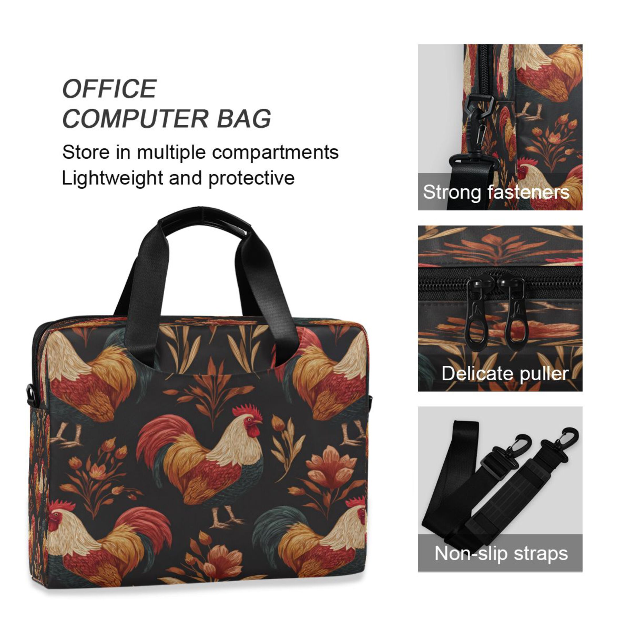 Laptop Bag Laptop Briefcase 15.7 x 3 x 11.8 Inches Laptop Bag Briefcases Laptop Storage Travel Laptop Bag Work Laptop Bag Pretty Roosters