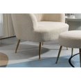thumbnail image 2 of 28.75'' Wide Modern Wool Accent Armchair With Ottoman & Gold Leg-Beige, 2 of 7