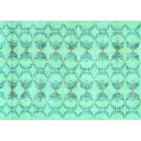 Ahgly Company Indoor Rectangle Abstract Turquoise Blue Contemporary Area Rugs, 6' x 9'