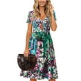thumbnail image 6 of ZKCCNUK Women's Casual Fashion V-Neck Short Sleeve Bow Dress Summer Printing Dresses Wedding Guest Dresses for Beach Party, 6 of 6