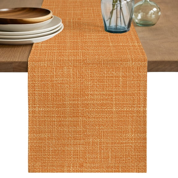 Orange Fall Table Runner 72 Inches Long, Dining Table Runners Dresser Scarves, Rustic Farmhouse Solid Color Kitchen Coffee Tablerunner for Tabletop Party Birthday Holiday Wedding Baby Shower 13"x72"
