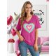 thumbnail image 2 of Camisas de San Valentín para mujer: camisetas estampadas con cuello en V de San Valentín, mangas cortas, camisas con estampado de corazones, 2 of 6