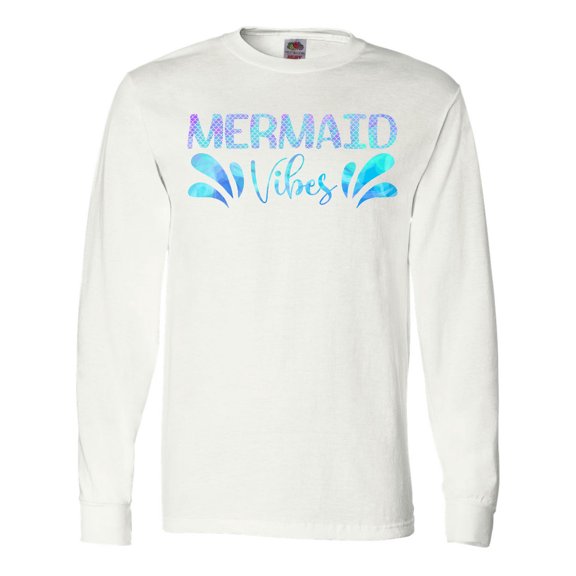 Inktastic Mermaid Vibes Text in Blues Long Sleeve T-Shirt