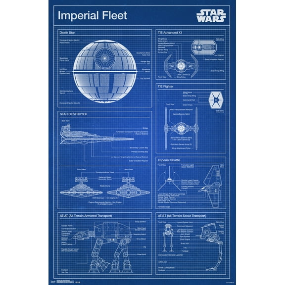 Star Wars: Saga - Imperial Blueprint Wall Poster, 22.375" x 34"