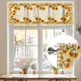 thumbnail image 5 of Kitchen Valances for Window, Country Sunflower Orange Plaid Light Filtering Rod Pocket Valance Curtain, Garden Floral Retro Back Short Curtains Window Topper for Bedroom 42x18in, 5 of 7
