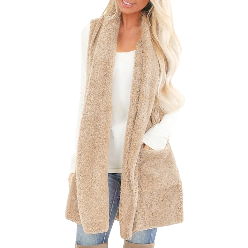 beige sleeveless cardigan