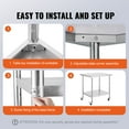 thumbnail image 4 of KFFKFF 30x18x38 Inch Stainless Steel Prep Table, Equipped with 4 Casters, Offers 3 Height Settings, Durable for Restaurant Kitchen Use, Silver, 4 of 8