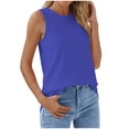thumbnail image 3 of TKLPEHG Tank Top for Women Crew Neck Tunic Top Summer Clothes Lightweight Solid Color Loose Sleeveless T Shirt Fashion Casual Comfy Blouses (Blue,L), 3 of 7