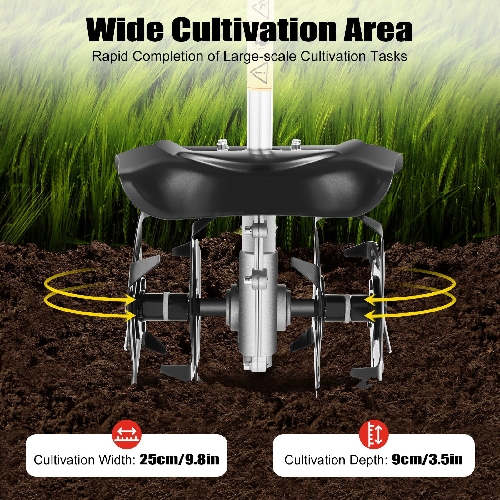 Garden Tiller Cultivator 52CC 2 Stroke Gasoline Powered Land Cultivator Yard Tiller Rototiler for Garden Lawn Digging Weed Removal Soil Cultivation