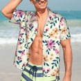 thumbnail image 4 of Uemuo Cute Flower Printed Regular Fit Short Sleeve Casual Hawaiian Shirt for Men,Aloha shirt,Tropical shirt,Floral print shirt,Vacation Beach shirt-XX-Large, 4 of 9