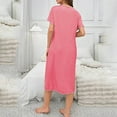 thumbnail image 5 of Hrsba Women's Sleepwear Dress Short Sleeve Solid Color Mid Calf Length Nightgown for Women, 5 of 5