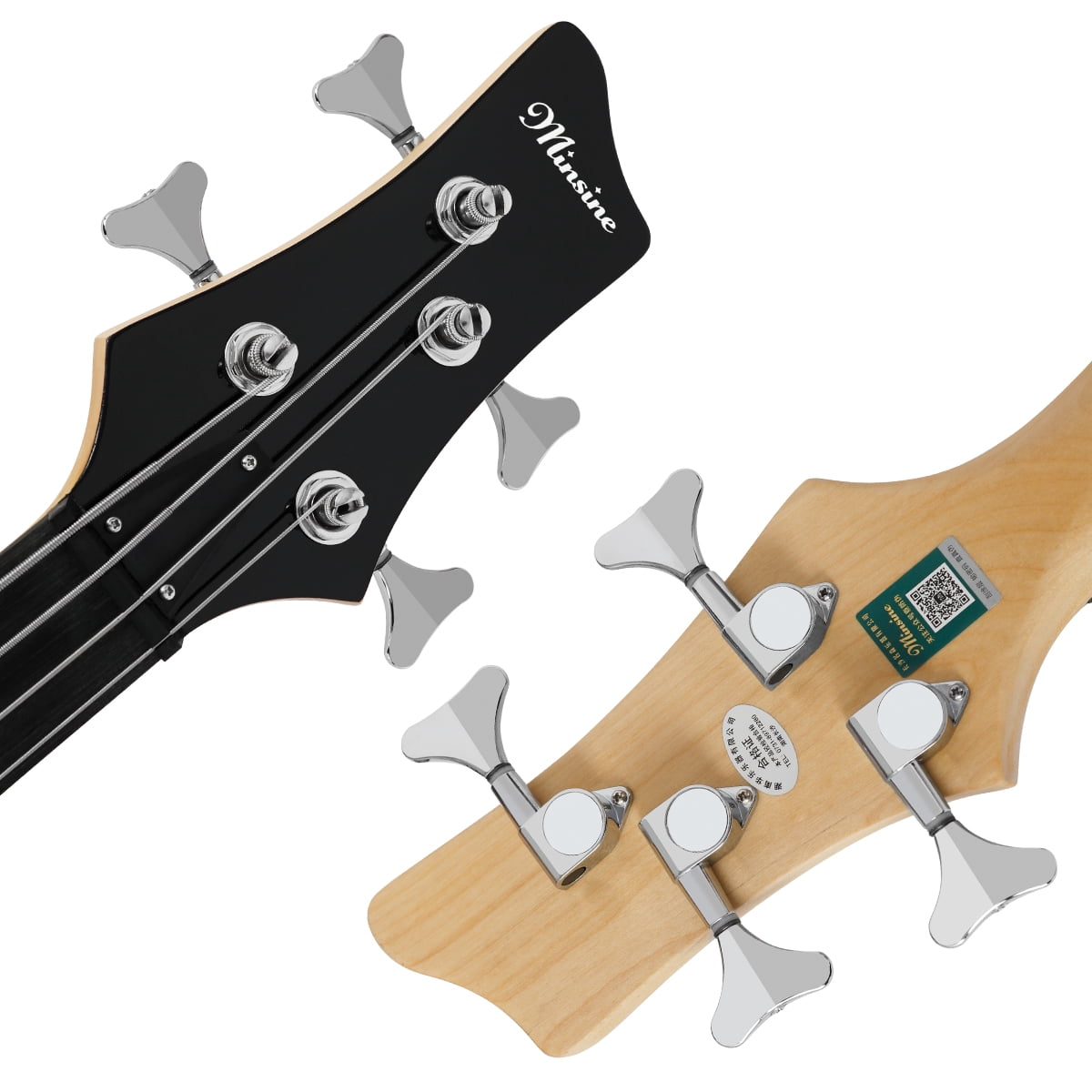 Electric Bass Guitar 4 Strings Full Size P Bass Beginner Kit Black for Starter with Gig Bag, Guitar Strap, and Guitar Cable