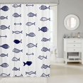 thumbnail image 2 of Manfei Doodle Ocean Fish Shower Curtain 72Wx78L, Rustic Arrow Bath Curtain, Navy White, 2 of 5