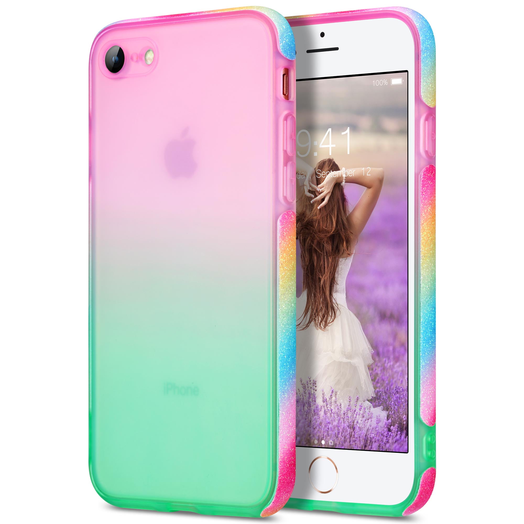 Ulak Iphone 8 Iphone 7 Iphone Se 22 Case For Girls Stylish Bling Anti Scratch Protective Phone Case For Iphone 7 8 Se 3rd 2nd Generation Pink Green Walmart Com