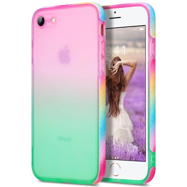 Iphone 8 Iphone 7 Iphone Se Released Case For Girls Ulak Stylish Colorful Bling Anti Scratch Tpu Phone Case For Apple Iphone 7 8 Se 2nd Generation Pink Green Walmart Com