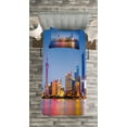 thumbnail image 3 of Ambesonne Urban Quilted Bedspread Set 2 Pcs, Shanghai City Skyline, Twin Size, Blue Pink Yellow, 3 of 3