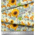 thumbnail image 3 of Soimoi Moss Georgette Fabric Leaves & Sunflower Floral Fabric Prints by Yard 42 Inch Wide, 3 of 3
