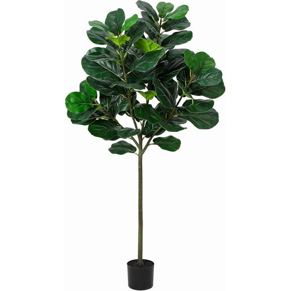EastVita 5.2 Ft Artificial Fiddle Leaf Fig Tree, Faux Ficus Lyrata Plant with 62 Fiddle Leaves, Tall Fake Plants Large Floor Plant with Pot for Indoor Living Room House Office Decor