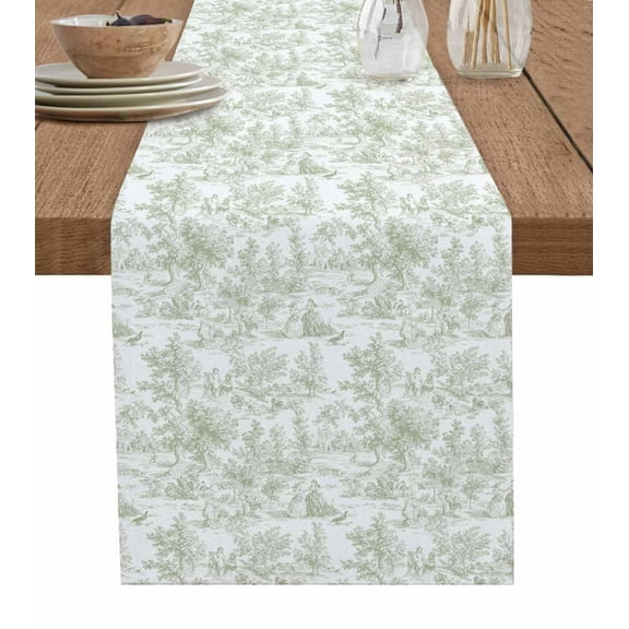 Boanket Sage Green Tree Table Runner - 70 Inch Long, Kitchen Dining Table Runner Dresser Scarves, Botanical Solid Plant Leaf Spring Summer Farmhouse Home Decor for Coffee Table Wedding Party Banquet
