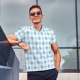 thumbnail image 4 of Fotbe Blue and White Squares Camiseta Polo de Golf para Hombre con Estampado – Camisa Deportiva Transpirable con Cuello Abotonado-Large, 4 of 6