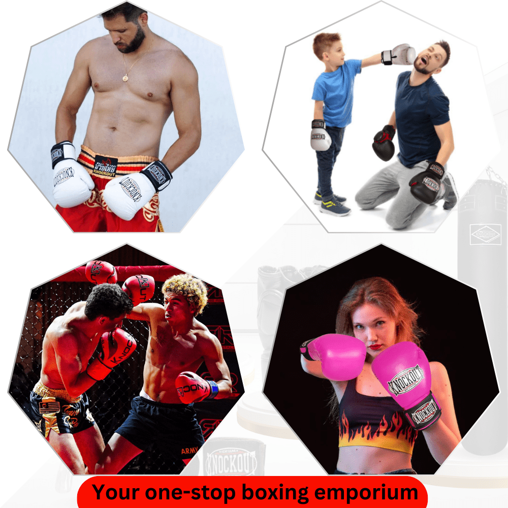 Knockout Boxing Gloves for Men Women, Muay Thai MMA Kickboxing Home Gym Training, Sparing Gloves Pair with Premium Ventilated Palm