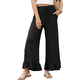 thumbnail image 1 of Pantalones Palazzo de Pierna para Mujer, Cintura Alta, Elásticos, con Cordón y Bolsillos, Color Negro, Talla XXL, 1 of 8