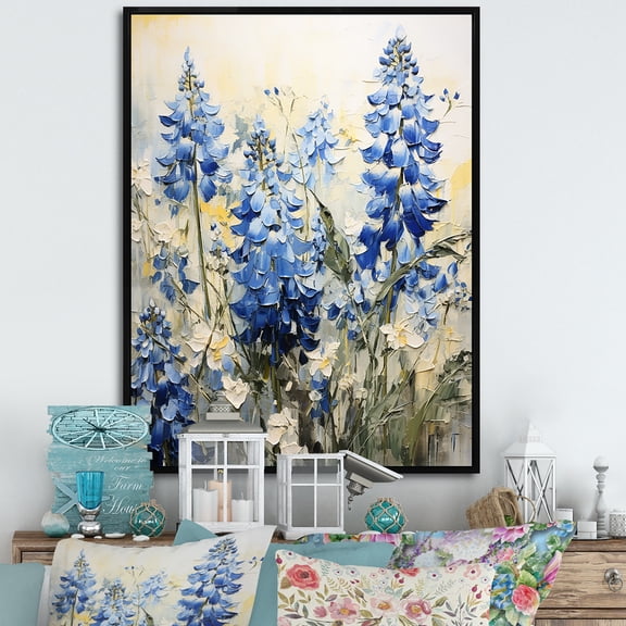 Designart "Peaceful Blue Bonnets VII" Blue Bonnets Floater Framed Canvas Prints