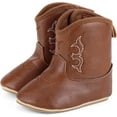 thumbnail image 5 of Leather Western Boots Cowboy Bootie Soft Sole Non-Slip Crib Shoes for Baby Infant Toddler Girls Boys Newborn, 5 of 9