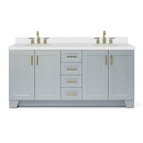Ariel Taylor 73 In. Double Oval Sink Vanity With White Quartz Countertop In Grey