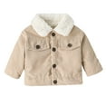 thumbnail image 2 of Esaierr Baby Boys Girls Corduroy Jacket Newborn Winter Coat Fleece Lined Outwear Long-Sleeved Warm Cotton Jacket for 6M-5Y, 2 of 5