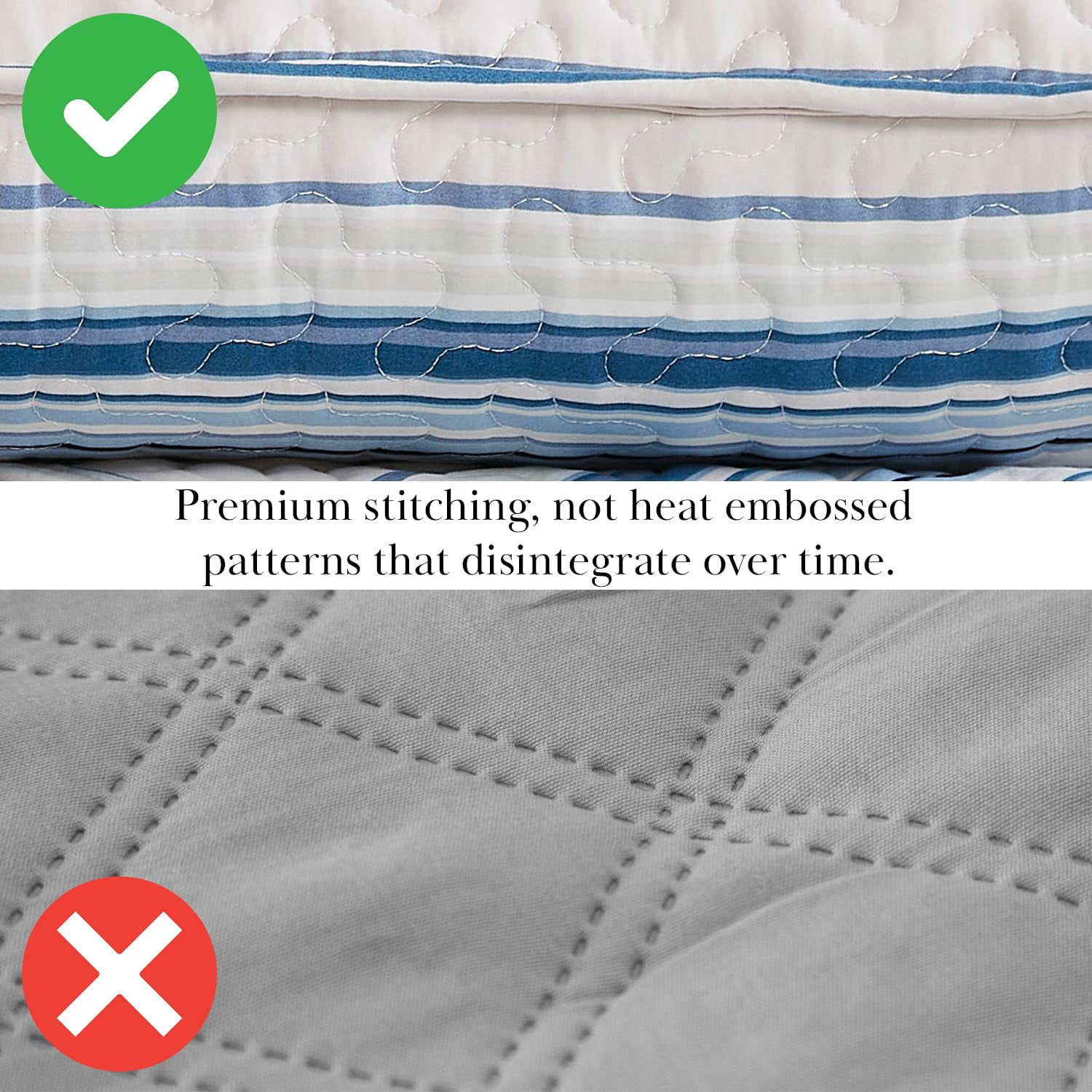 Southshore Fine Living, Inc. Oversized King Quilt Set, Striped Blue Bedspread King/California King, 3-Piece Coastal Bedding Set, Quilt and 2 Matching Shams, Soft Microfiber Quilt, Blue Stripes