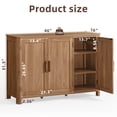 thumbnail image 3 of Joaxswe 46" Mid Century Modern Sideboard Cabinet, Arc-Shaped Credenza with 3 Doors & Adjustable Shelves, Natural Finish for Kitchen, Living Room, 3 of 13