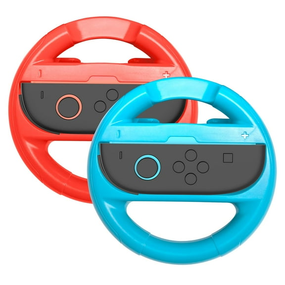 2-PCS Steering Wheels Compatible with Nintendo Switch 2/Switch OLED/Switch Left Right Controller, Racing Accessories for Kart 8 & World-Red Blue
