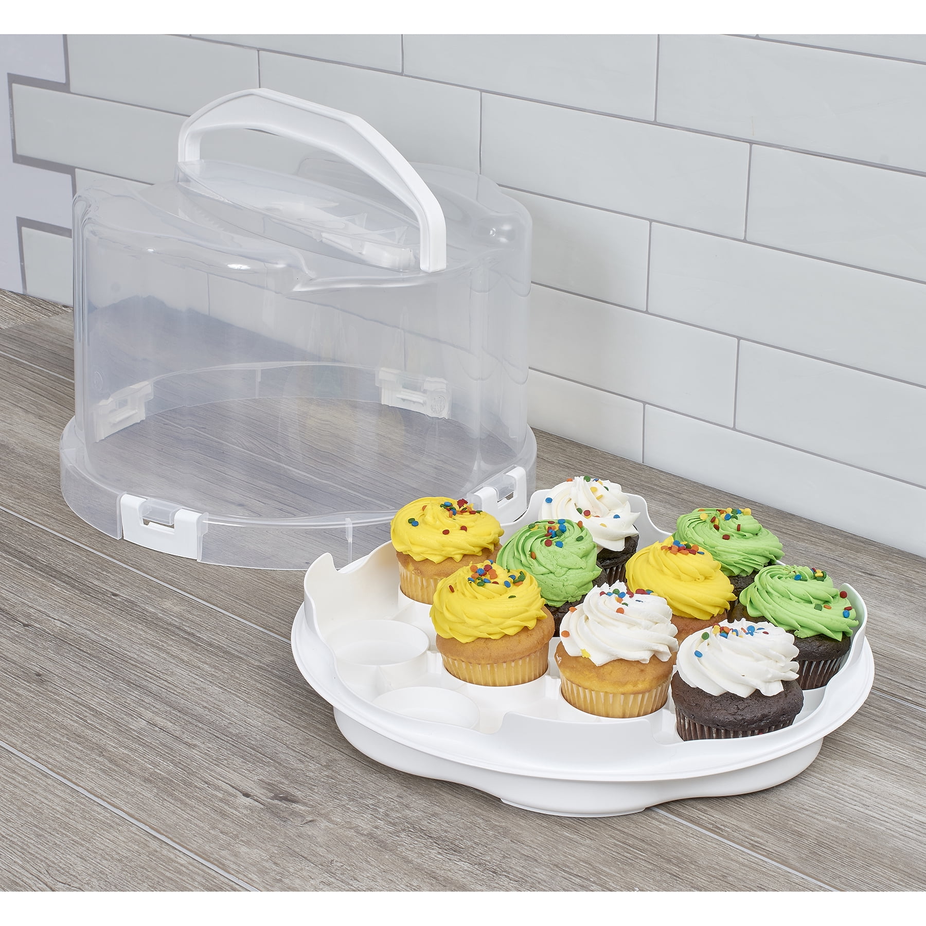 Round Cake/Cupcake Carrier - White