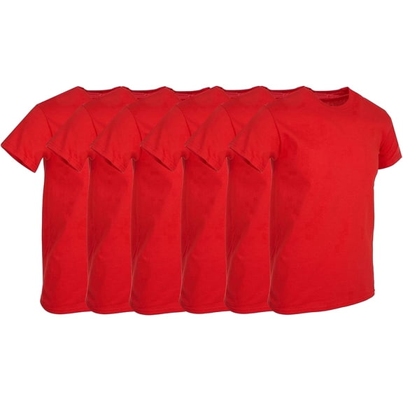 BILLIONHATS 6 Pack Men's Solid Colors Cotton T-Shirts Short Sleeve Lightweight Tees, Bulk (Red, 3X-Large)