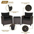 thumbnail image 5 of Patiojoy 3PCS Wicker Cushioned Conversation Set Outdoor Rattan Furniture w/Black Cushions, 5 of 7